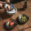 Vajilla de Cerámica Negra Transfronteriza Izakaya Japonesa Barbacoa Sushi Sashimi Plato Hondo Olla Caliente Plato Hondo Plato Puntiagudo