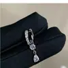 Pendientes de Aro Versátiles con Colgante de Gota de Agua Tachonados de Diamantes Brillantes de Nuevo Estilo para Doble Perforación, Pendientes Exquisitos, Pendientes de Clip Exquisitos, Pendientes de Lujo para Mujer