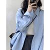 NUNBAI Nova Camisa Azul de Primavera Feminina Design de Camisa Estilo Casaco Francês Nicho Manga Longa Top Chic Francês