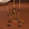 Collar y pulsera de margaritas con baño de oro de 18 quilates, acero de titanio transfronterizo europeo y americano, diseño de nicho, moda que combina con todo, piedra natural.