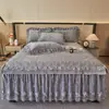 Falda de Cama de Terciopelo Acolchado con Encaje Cálido de Invierno para Bebé, Pieza Única de Terciopelo para Bebé Engrosado de Terciopelo Coral, Funda de Colchón de 1.68 m