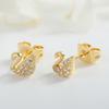 Pendientes de circonita con diseño de nicho simple, pequeños y elegantes, chapados en oro y cobre, de aguja de plata 925, para niña.