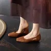 Zapatos de Malla Retro de Tacón Bajo y Boca Baja para Mujer, Nuevo Estilo Primavera y Verano 2026, Cómodos para los Pies, Tacón Grueso de 3 cm, Zapatos de Abuela de Cuero Suave