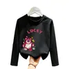 Camiseta feminina super fofa de manga comprida, novo modelo outono 2026, peça de sobrepor para meninas, adequada para crianças mais velhas, algodão puro, gola redonda, camada base