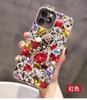 Adequado para iPhone 13/4/5 Pro Max Capa de Celular Full Strass Raposa Apple 16 Capa Protetora Floral de Strass Luxuosa Strass Luxuoso