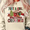 Moletons Gráficos de Natal Femininos - Pulôver Aconchegante de Poliéster com "Just a" Festivo