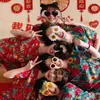 Roupas de tecido com flores grandes do Nordeste roupão matinal festa de aniversário celebridade da internet madrinhas amigas do sexo feminino giro de duas pessoas pijama traje de performance para irmãs