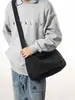 Bolso de Hombro de Lona de Color Sólido de Gran Capacidad Bolso Cruzado Simple Bolso Mensajero Retro Japonés Versátil Mochila para Estudiante Universitario
