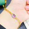 Pulsera Nueva de Amatista Natural para Mujer Plata Chapada Oro Real Alto Color-conservante Nicho Versátil Piedra Principal 4x 6 mm Salida de Fábrica
