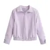 Ropa europea y americana para mujer transfronteriza, popular en AliExpress, chaqueta morada casual de moda con cremallera + pantalones de pierna ancha curvados