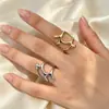 Anillo de Acero Inoxidable Hidráulico Geométrico Irregular con Textura Metálica, Estilo Europeo y Americano de Moda para Mujer, Estilo Callejero Personalizado Estilo Hong Kong