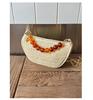 Bolso de Mano de Paja Trenzada Estilo Coreano de Moda Verano Personalidad Modelo Nuevo 2025 Bolso de Hombro Cruzado con Cadena