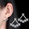 Aretes Colgantes Traseros de Zirconia Cuadrada de Jingdong Little Red Book para Mujer, Aretes Simples al por Mayor, Joyería para Orejas de Arco de Mujer