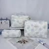 Suministro Exclusivo Transfronterizo de Bolsas de Cosméticos Florales de Algodón, Bolsas de Tocador Portátiles de Gran Capacidad para Viaje, Bolsas de Almacenamiento de Cosméticos Portátiles Acolchadas