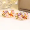 Pendientes de Diamante de Color Gota de Agua de Estilo Europeo y Americano Más Vendidos Transfronterizos Pendientes Dorados Huecos de Doble Capa de Lujo Ligero