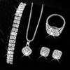 Explosiones Transfronterizas Europeas y Americanas Moda Ocho Corazones Ocho Flechas Anillo de Compromiso Aretes Collar Pulsera Juego de Boda de Cuatro Piezas
