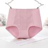 [Ventas directas de fábrica] Ropa interior de algodón 95% de cintura alta para mujer talla grande con estampado de encaje para adelgazar el abdomen