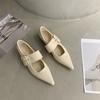 Zapatos Planos de Punta Retro Franceses de una Sola Capa para Mujer Verano 2024 Nuevos de Moda Ins Celebridad de Internet Zapatos de Piel con Hebilla