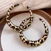 Pendientes Redondos de Moda con Estampado de Leopardo Aguja de Plata Estilo Europeo y Americano Moda Retro Pendientes Elegantes Lujo Ligero Pendientes de Gama Alta Venta al por Mayor