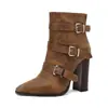 Novas Botas com Fivela Europeias e Americanas Botas Martins Botas de Cavaleiro Botas de Salto Grosso 40-50 tamanho grande desejo Botas de Comércio Exterior