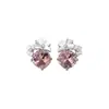 Hermosos Aretes de Flor con Goteo de Aceite y Circonita, Estilo Bosque, Frescos, Modernos, Dulces, Versátiles, Lujo Ligero, Aretes de Gama Alta