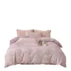 Conjunto de cuatro piezas estilo princesa femenina de felpa de pelo de conejo con relieve de terciopelo de leche, engrosado y cálido, funda de edredón de vellón de doble cara