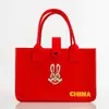 Bolsa de Feltro Personalizada Ano do Carneiro 2026 Novo Estilo Espessa Grande Capacidade Bolsa Tote Criativa Presente de Ano Novo Bolsa Tote da Moda