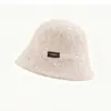Novo chapéu de pescador estilo coreano de mistura de lã para outono e inverno para mulheres, faz o rosto parecer menor, versátil e quente, chapéu bucket da moda para o dia a dia, estiloso