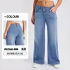 Pantalones Vaqueros de Pierna Ancha para Mujer con Cintura Cruzada de Nuevo Estilo, Bigotes de Gato, Bolsillo Adelgazante de Cintura Alta, Bolsillo de Alta Elasticidad, Pantalones de Fitness
