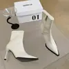 Botines cortos de punta estilo francés para mujer, zapatos de tacón alto, nuevos botines finos de tacón para otoño e invierno, Botas Martin, botas nuevas ajustadas de color marrón vintage
