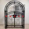 Portão de Pátio Estilo Europeu Arco de Portão Treliça para Flores Trepadeiras ao Ar Livre Jardim Arte em Ferro Arco de Portão Villa Rosa Flores Frescas Estrutura para Trepadeiras