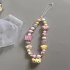 Corrente Original para Celular com Contas de Sino Rilakkuma Chaveiro Pingente Fofo de Menina Cordão de Câmera Dopamina Anti-Perda