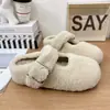 Zapatos Peludos Baotou Ropa de Exterior para Mujer 2026 Invierno Nuevo Estilo Cálidos Más Terciopelo Slip-on Suela Gruesa Plataforma Medias Zapatillas de Casa Zapatillas de Algodón