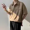 Camisa unisex de manga corta de color liso estilo Hong Kong, versión coreana, camisa casual simple y holgada de media manga, ropa de negocios para hombres