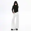 Jeans Blancos de Pierna Ancha Estilo Americano para Mujer, Nuevo Estilo Otoño 2025, Sueltos y con Caída, Versátiles, Pantalones Rectos Adelgazantes