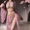 Princesa Exótica Nova Lingerie Sexy Alça Sexy Estilo Antigo Retrô Faixa de Barriga Conjunto de Vestido de Renda Hanfu Feminino