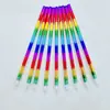 Bolígrafo de plástico de color degradado arcoíris, nuevo color, portalápices, accesorios para bolígrafos de manualidades creativas, venta al por mayor, alto valor de color