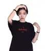 Camiseta de Manga Corta para Mujer Estilo Americano, Nuevo Modelo de Verano, Atuendo para Pareja, Estampado de Trébol, Top Negro de Talla Grande de Moda, Transfronterizo