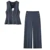 Roupa Europeia e Americana Transfronteiriça Conjunto de Colete de Linho com Botões, Shorts Casuais e Calças - Novo de Verão