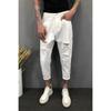 Pantalones de 8 puntos para hombre de verano delgados espíritu denim agujero mendigo estilo coreano pantalones Hallen pantalones nuevos para Torre