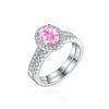 S925 prata esterlina 1.5ct chama flor de gelo corte oval combinação anel conjunto High Sense 6*8 cor tesouro alto anel de diamante de carbono