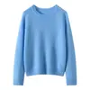 Nuevo suéter de cachemira para mujer de otoño e invierno hecho de seda de morera, suéter base de punto grueso de manga larga con diseño de hombro raglán
