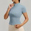 Cardigã com Zíper Top de Yoga Corrida Casual Slim Fit Gola Alta Fitness Manga Curta Jaqueta Esportiva Verão Estilo Fino