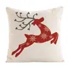 Funda de almohada de alce en acuarela simple de Amazon transfronteriza, cojín navideño estampado en lino, cojín para respaldo de sofá de coche