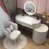 Penteadeira de estilo nórdico Luz de luxo high-end Nova Internet Celebridade Maquiagem Mesa Quarto Moderno Simples Armário de Armazenamento Retrátil