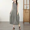 2026 Novo Estilo Japonês e Coreano Slim-Fit, Esconde Barriga, Vestido Xadrez Irregular, Vestido Regata, Comércio Exterior Original