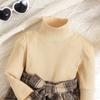 Traje de falda de dos piezas a rayas de manga larga a cuadros para niños pequeños y medianos, Novedades de Otoño e Invierno Transfronterizas de Amazon