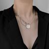 Collar de acero de titanio con diseño de nicho estilo ins, colgante de cadena de clavícula con perlas apiladas de doble capa para hombres y mujeres, estilo hip hop