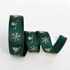 Producción de Cinta de Lazo de Flor de Cinta Hilo Estampado en Caliente Navideño de 2.5 cm Decoración para Pastel de Regalo Hecho a Mano DIY Cinta de Lazo