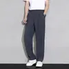 Pantalones Casuales de Seda de Hielo para Hombre Verano Delgados Sueltos Rectos Pierna Ancha Modernos Moda Secado Rápido Pantalones de Vestir